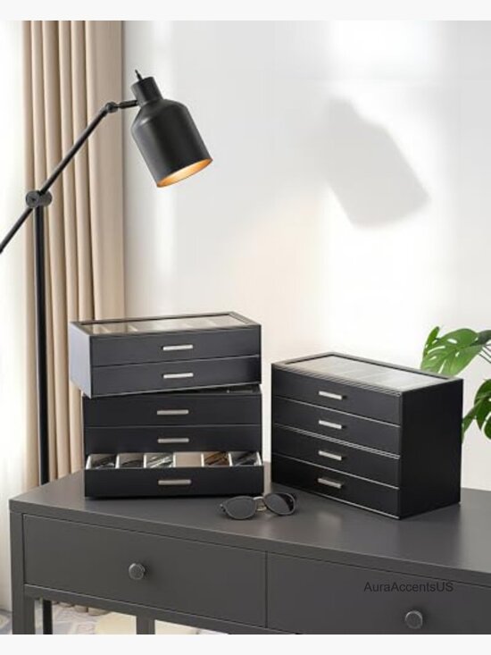 Sunglasses Storage Box with Clear Top Display Case 3-Layer 12-24 Slots main image 6